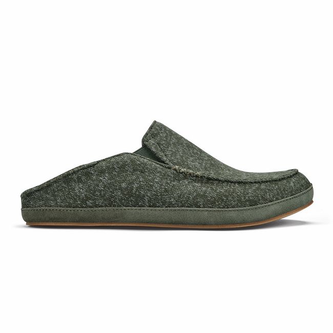 Olukai Men's Moloa Hulu Slipper - Deep Olive / Dusty Olive US451-369